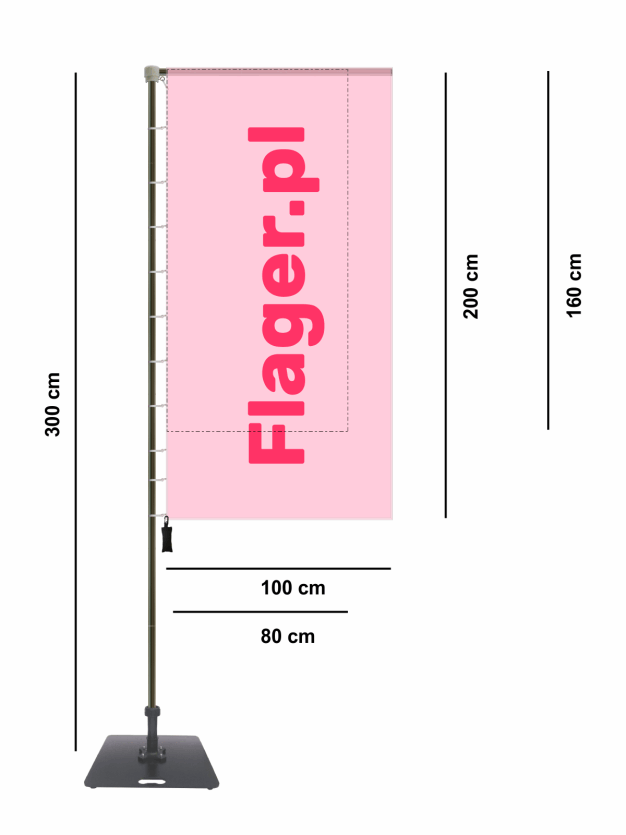Maszt mini baner - schemat. Flagi reklamowe, windery
